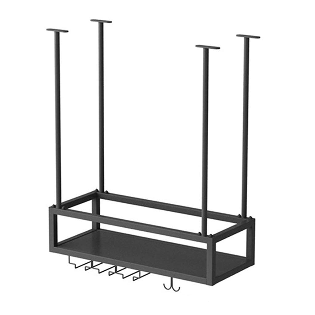 Casier à vin de table noir 60x21cm avec cintre à verre suspendu inversé