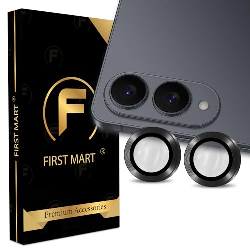 Image of FIRST MART Black Camera Ring Guard Protector for Samsung Galaxy S25 Edge | Tempered Glass with Metal Alloy Rings, HD Clear, Scratch Resistant, Case-Friendly | Pack of 1