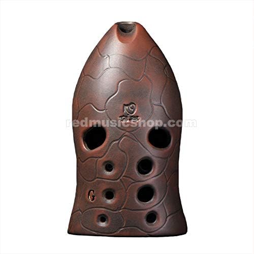 Concert Grade 10 Hole Chinese Xun Pottery Flute, Wide Range, 13 Notes (G key-right)