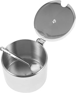 iplusmile Azucarero De Acero Inoxidable Recipientes Para Azúcar Azucarero Con Tapa Y Condimentos Azucareros De Cocina Con Tapas Tarros De Azúcar Azucarero Salero Con Tapa Y Cuchara Plateado