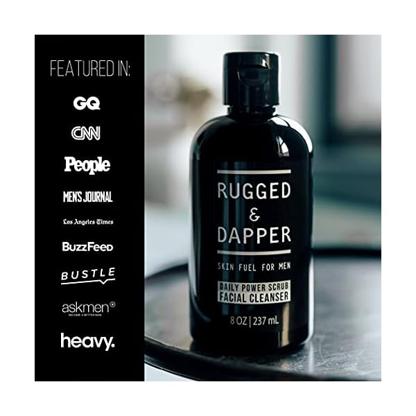RUGGED & DAPPER Daily Power Scrub | 8 oz | Premium Exfoliating Mens Face Wash | Deep Cleans + Prevents Breakouts | Face Wash Men's | Natural Ingredients | Made in USA