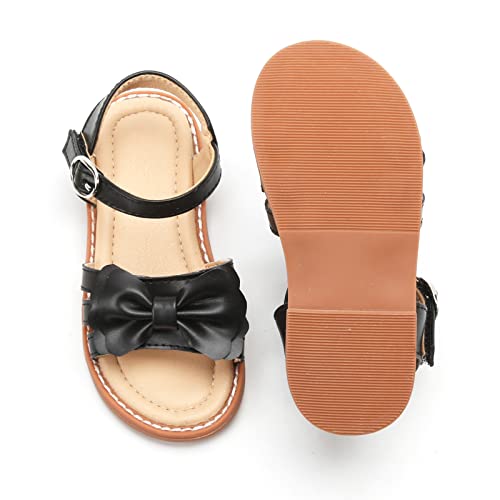 Flaryzone Toddler/Little Girls' Ankle Strap Flat Dress Sandals (Black, Toddler-Size 10) #TOP5