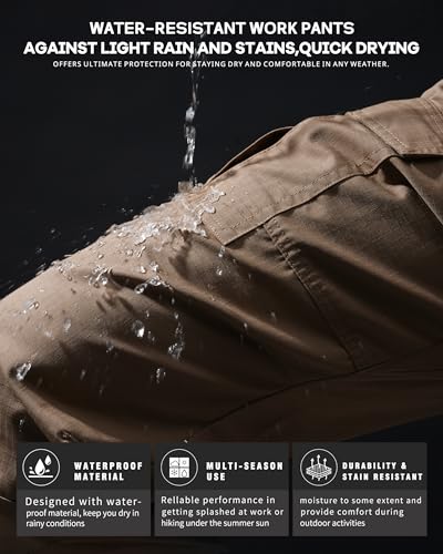 Image of CNBQDD Mens Work Pants Ripstop Waterproof Cargo Pants for Men with 7 Pockets Tactical Hiking Pants