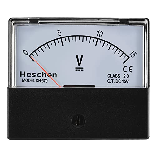 Heschen Voltmètre rectangulaire avec panneau analogique DH-670 Type DC 0-15 V Classe 2.0 CE