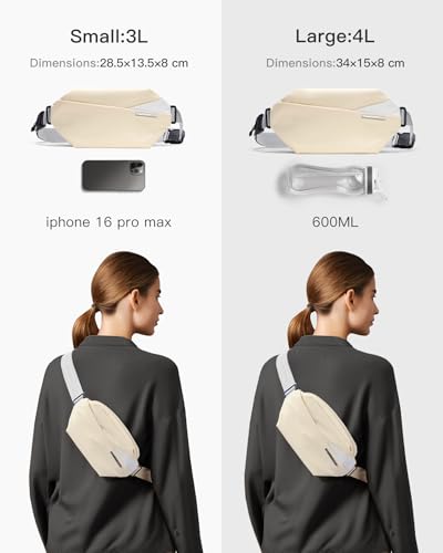 Image of Inateck Sling Bag X, Multi-pocket Crossbody Shoulder Chest Bag with Adjustable Shoulder Strap, Water-resistant Waist Fanny Pack for Men, Women, Travel, Daily Use, Cycling, Hiking, Beige, Small