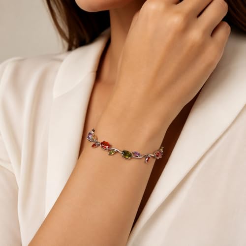 Image of Shining Diva Fashion Tulip Bracelet for Women, Floral Crystal, Anti Tarnish Jewellery Stylish Bracelet Gifts for Girls