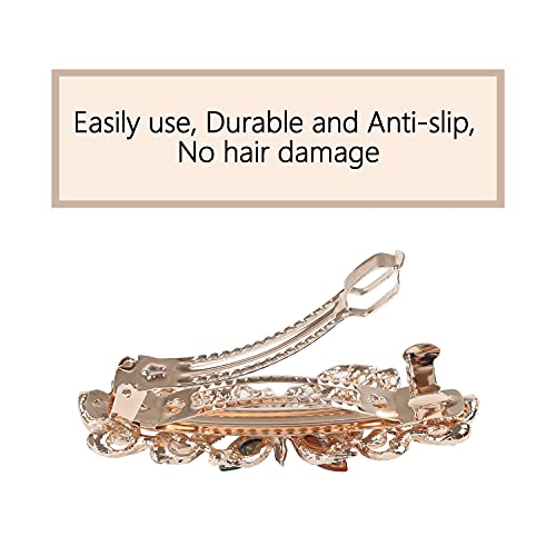 Lawie Pack de 4 Pinzas de Mariposa de Lujo con Piedras de Cristal Brillantes y Purpurina para el Pelo, Clips Metálicos para Mujeres y Niñas miniatura 6