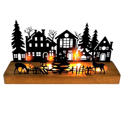 Joxessaien Advent Kerzenhalter Holz Metall, Teelichthalter Weihnachten...