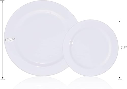 Miniatura 11 de KIRE 120 platos de plástico blanco  Platos desechables blancos resistentes para fiestasbodas  Incluye 60 platos llanos de 10.25 pulgadas  60 platos