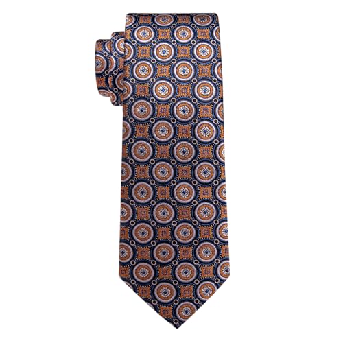 Image of YourTies Silk Paisley Floral Tie and Pocket Square Cufflinks with Lapel Pin Sets for Men 5PC Wedding Party