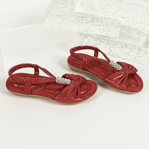 Image of Toddler Girls Sandals Elastic Strap Comfort Soft Princess Flats Summer Cute Bowknot Summer Shoes