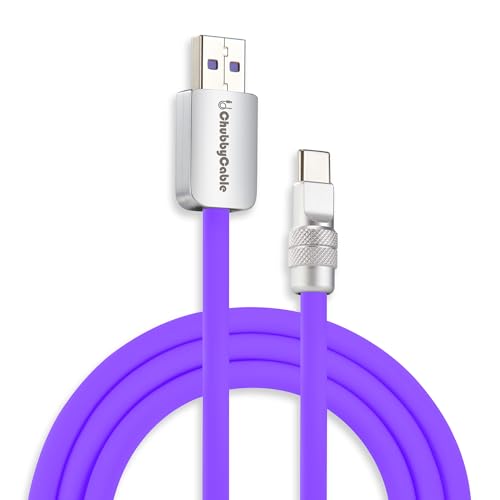 Image of chubbycable Chubby 2.0 Fast Charging Cable Durable Soft Silicone USB C Cable 120W Extra Thick Phone Charger Cord Data Transfer Cord, Violet, USB-A to Type-C, 13.1 FT