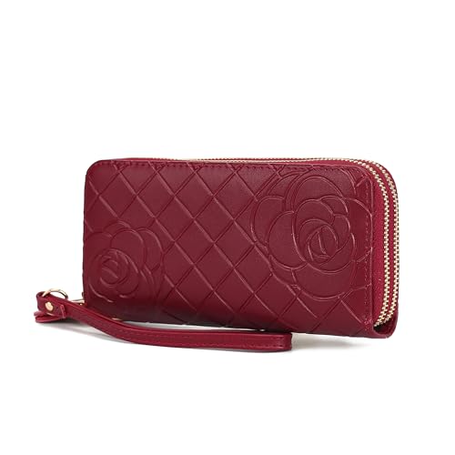 MKF Collection Carteira de pulso feminina, alça de couro com compartimentos para cartões da Mia K, Borgonha mel, Casual