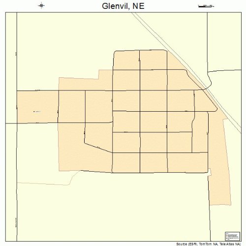 Large Street & Road Map of Glenvil, Nebraska NE Printed poster size