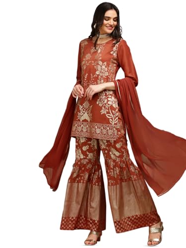 Image of ishin Women's Chinon Kurta Sets