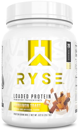 Image of RYSE Loaded Protein Powder - Cinnamon Toast - 25g Whey Protein Isolate & Concentrate with Prebiotic Fiber & MCTs - Low Carb, Low Sugar, Digestive-Friendly - 20 Servings / 1.5 lb Tub