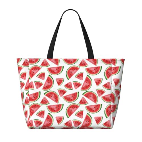 Hand Drawn Watermelon Print Beach Pool Bags Tote For Women Ladies Large Gym Tote Carry On Bag For Weekender Travel Waterproof2