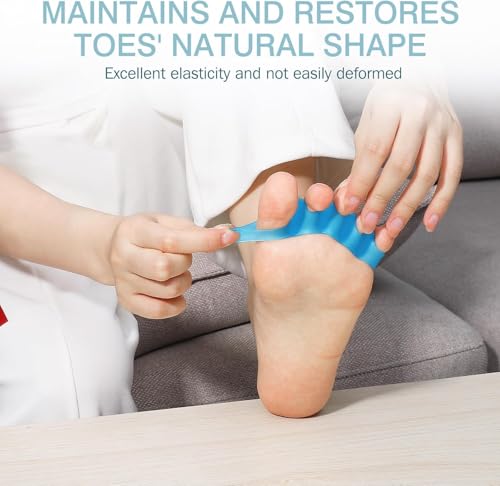 Image of Bunion Corrector Silicone Toe Separators For Fast Pain Relief - Orthopedic Bunion Spacers Spreader Free Size (Blue AFT)