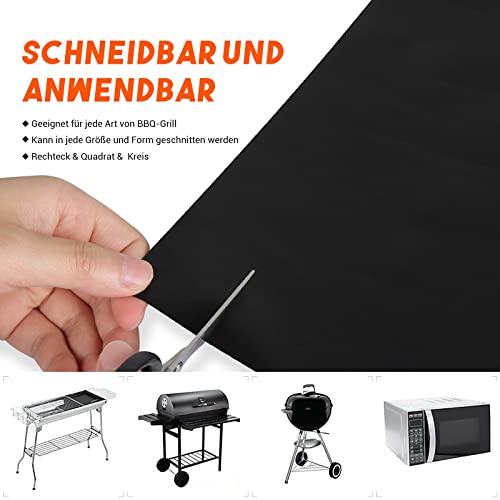 LADOKEE Wiederverwendbar Grillmatte 40 x 33cm | Antihaft Teflon Backmatte bis zu 260 Grad | Dauerbackfolie BBQ | PFOA-FREI Grillmatte für Gasgrill und Holzkohle zur Grillplatte 2
