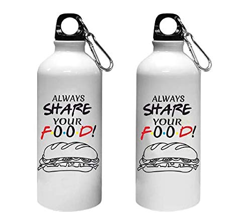 Crazy Sutra Classic Printed Quote Water Bottle/Sipper - 600Ml (AlwaysShareYourFood_S)-image-34