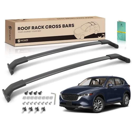 YHTAUTO Car Roof Rack Cross Bar Compatible with Mazda CX-5 2013-2016 w/Raised Rails Fixed Point, 165 Lbs Aluminum Alloy Cargo Bar for Rooftop Tent Kayak Bike Luggage Snowboard Ski Board Canoe