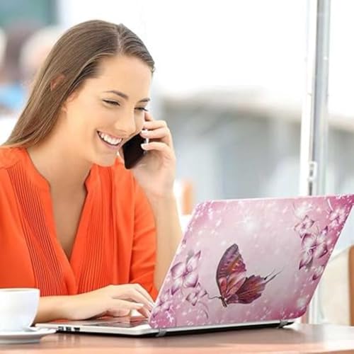 Image of Galaxsia Pink Butterfly Full Body Vinyl Laptop Skin /Sticker /Cover Upto 15.6 Inches Laptops Laminated-Removable-HD Quality Compatible for Hp-Dell-Sony-Lenovo-Asus etc.(15x10 Inches)