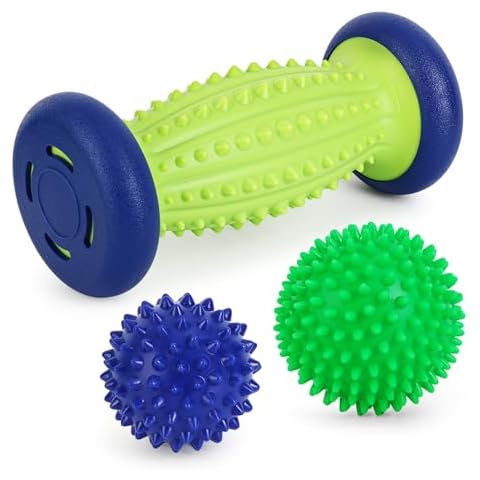 Plantar Fasciitis Roller Foot Massage Ball-Foot Ball Roller Massager Set,Massage Balls and Foot Roller for Plantar Fasciitis Relief | Trigger Point Therapy(1 Foot Massage Roller+2 Spiky Massage Balls) Cover