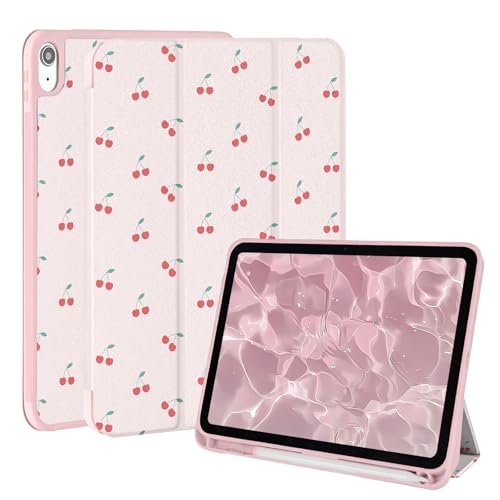 Coque iPad 11 compatible 10ème génération cerises pour protéger le dos et le stylet