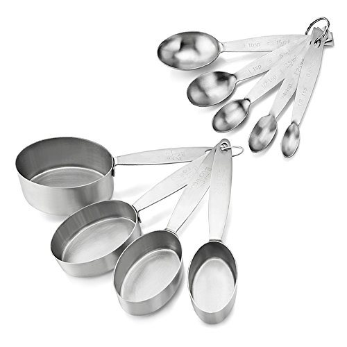 New Star Foodservice | Conjuntos de colheres de medição de nível comercial, Prata, 8-Piece Set (Oval