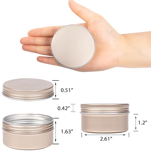 112 Pack 4oz/120ml Screw Top Aluminum Tin Jars with Screw Lids and Blank Labels - Refillable 120ml Metal Containers for Lip Balms, Candles, Salves, Spices, Crafts (Champagne)2