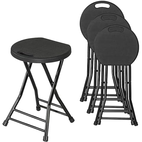 Allpop 4 Pack Folding Stool with 2 Bars 18 inch, 550lbs Capacity, Portable Small Foldable Stool Chair Set with Handle for Camping Fishing, Black Cover
