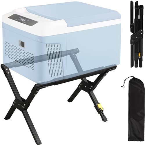 LIWSHWZ Folding Cooler Stand with Carry Bag Cooler Holder Leg Adjustable Portable Box Stand Anti-Slip for Camping Hiking BBQ Cooking Fishing Picnic Outdoor Light Weight Ice Box Holder(Without Cooler)
