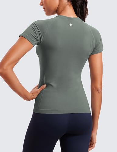 Image of CRZ YOGA Seamless T-Shirt Hip Length | Training, Chafe-Free, Slim Fit, Raglan Sleeves, Mesh Vents, Workout, Short Sleeve Tops for Women