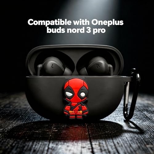 Image of New Silicone Case Compatible with OnePlus Buds Nord 3 Pro (2024) Protective Soft Silicone 360 Full Protection Dust-Proof Shockproof Case Cover with Hook (Cover Only) (Cool-Pool), Black