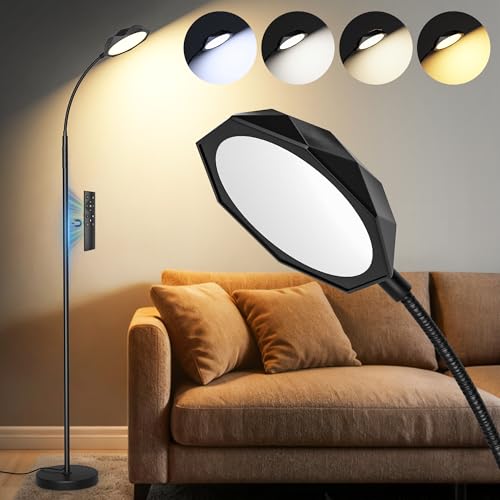 18W LED Floor Lamp, 1300lm Bright Corner Lamp, 4 Scene Modes Floor Lamp, Stepless Dimming/Color Temperature, 360° Rotating Head Led Lamp for Living Room, Bedroom, Office, Reading