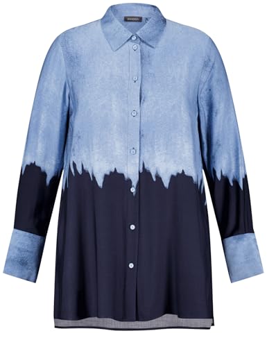 Samoon 660612-21120-8452 Blusas, Estampado Azul Lago Oscuro, 50 Grande Extra Alto Mujeres
