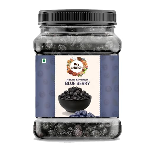 Image of DRY CRUNCH Premium Dried Californian Blueberries, Superfood Whole Berry, Absolute Health Dry Fruits, Vitamins & Fibers | Fresh Blueberry Fruit | Ideal for Snacking | Reusable Jar 1kg