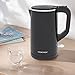 COOKTRON 1.7L Quiet Electric Kettle, Double Wall Hot Water Boiler BPA-Free Cool Touch Tea Kettle, Cordless with Auto Shut-Off & Boil Dry Protection, 1500W Fast Boiling, Black