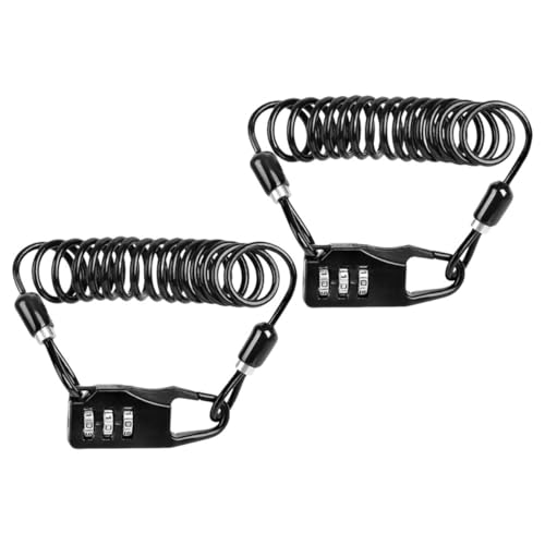 NULYLU Candado de Cable de Seguridad para Bicicletas, 2 Unidades, Combinación de 3 Dígitos, Material Aleación de Zinc, Color Negro, Portátil y Resistente para Ciclismo al Aire Libre