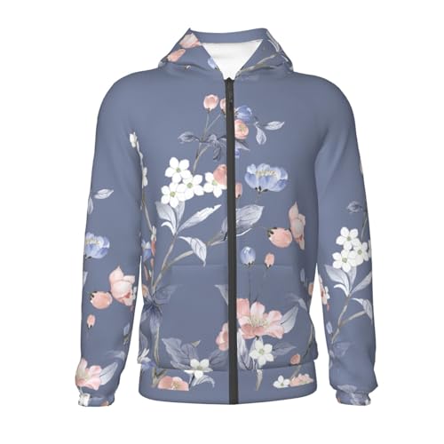 Watercolor Flowers Butterfly Kid Hoodies Boys Zip Up Sweatshirts Girls Pullover with Pocket2