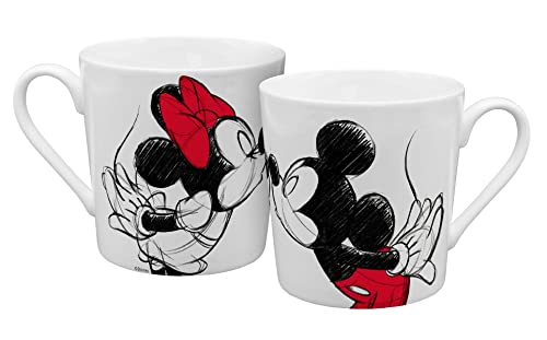 Disney Mickey & Minnie - Taza (porcelana, en caja de regalo, para San Valentín, aniversario, etc.)