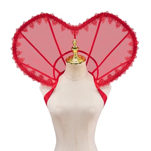 Queen Elizabeth Costume Collar Heart Shape Gothic Stand Up Collar Victorian Tudor Queen Dress Accessories (Red One Size)