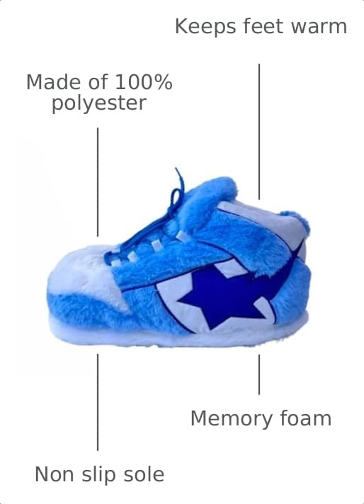 Image of CUTEGAL Sneaker Slippers Star Fluffy Shoes Memory Foam One Size Indoor Comfy and Trendy for Men Unisex Home Pantuflas