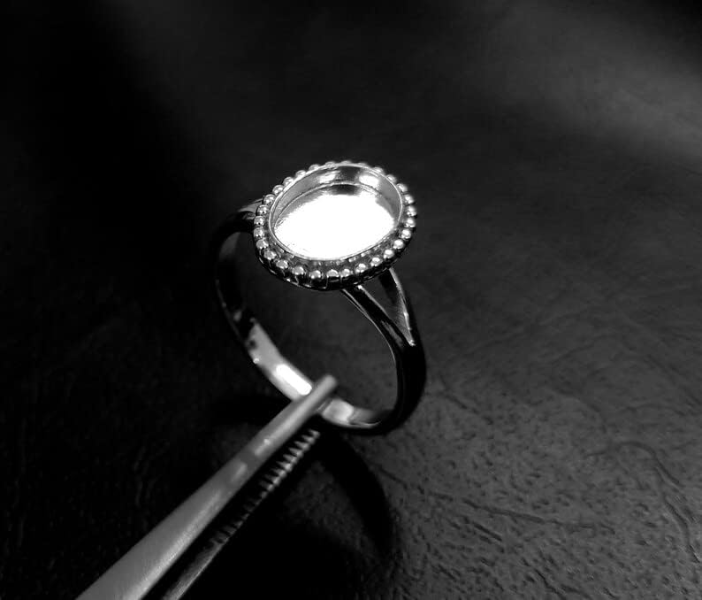 Miniatura 4 de 925 Sterling Silver Traditional Oval Shape Ring Bezel Blank Setting DIY With Split Band, Blank Ring Base, Bezel For Resin And Gemstones Work