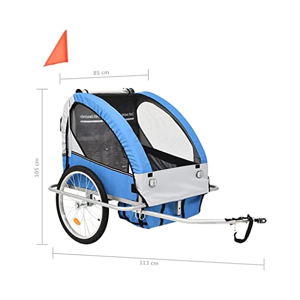 vidaXL Fahrradanhänger Jogger 2-in-1 Kinderanhänger Fahrrad Anhänger Kinderwagen Kinderfahrradanhänger für 1 oder 2… – Bild 5