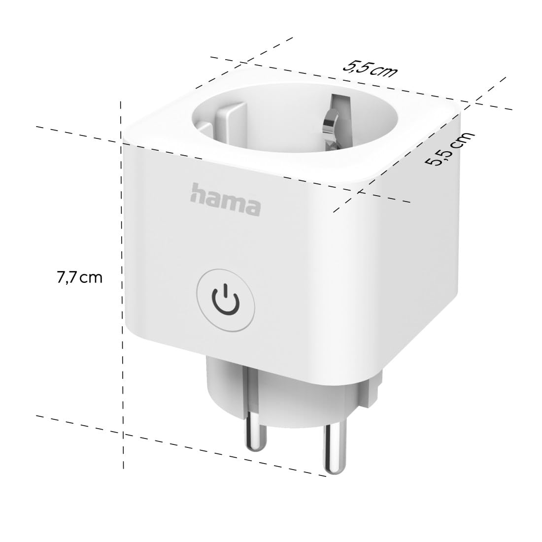 Hama Gniazdko Wi-Fi, 3-pak (z Matter Smart Home, uniwersalne, sterowane Wi-Fi gniazdko z aplikacją i sterowaniem głosowym, jako programator czasowy, 3680 W)