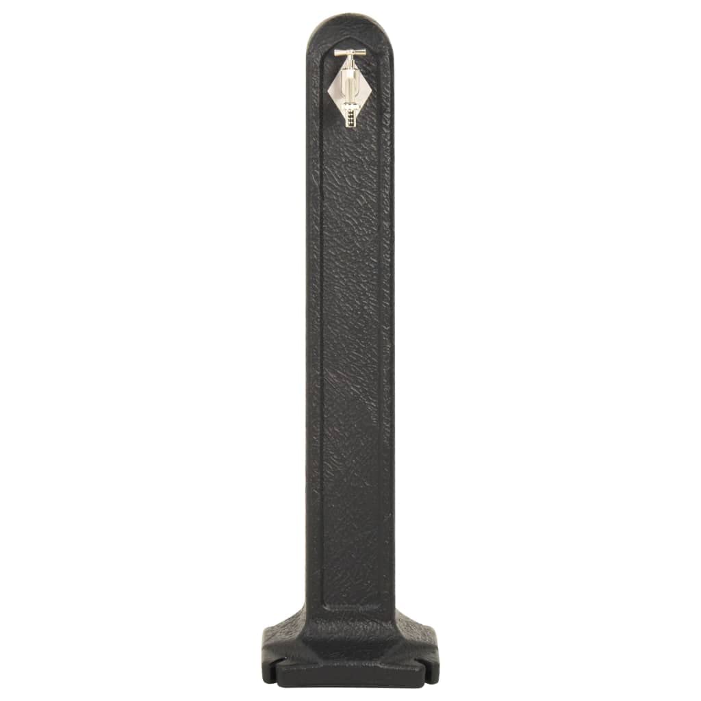 Columna de grifo de agua antracita con aspecto de piedra, de plástico HDPE, 90 cm de alto, con grifo de ½ pulgada y conexión de manguera para sistema de riego, jardín, balcón, terraza