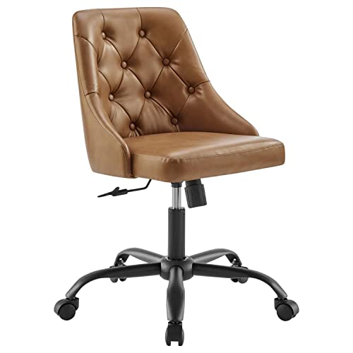 Modway Distinct Tufted Swivel Vegan Leather Office Chair, Black Tan #TOP8