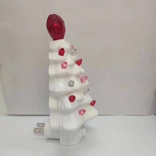 Miniatura 5 de Adorno de árbol de cerámica blanca para el día de San Valentín con luces LED, luz nocturna para decoraciones de Halloween en interiores