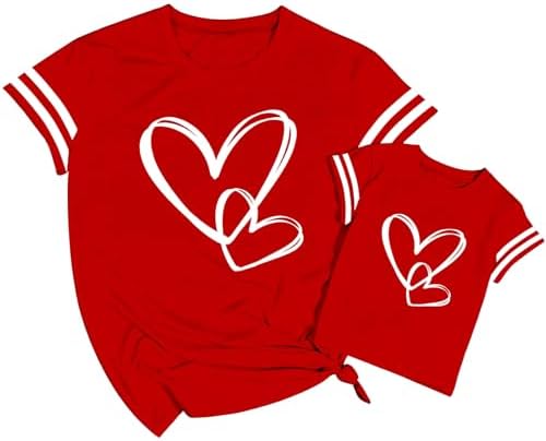 Mommy and Me Valentines Outfits Valentines Shirts for Women Cute Matching Love Heart Graphic Tee Tops